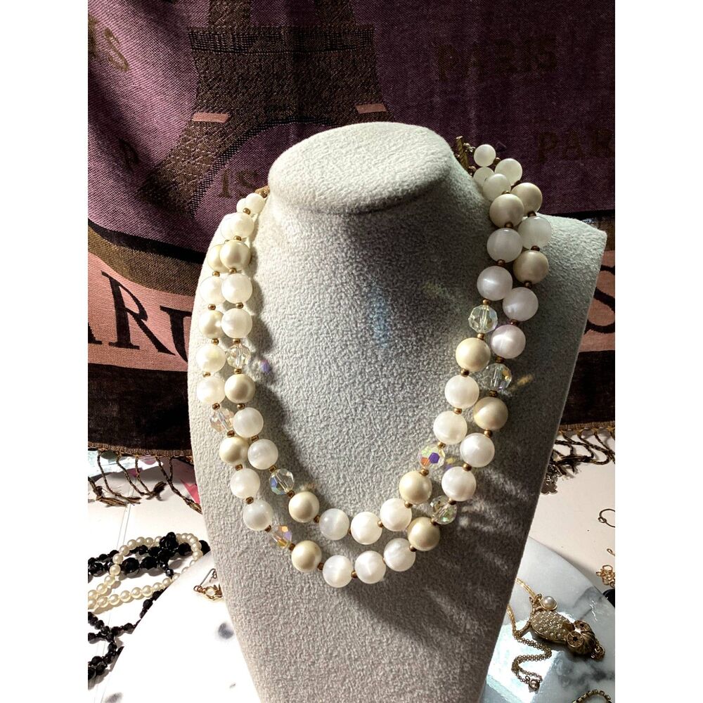 Lisner Vintage White Multi-Strand Necklace